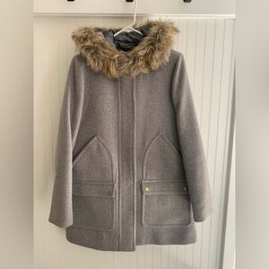 J. Crew Gray Hooded Parka Coat